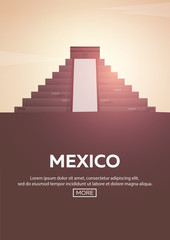 Fototapeta premium Travel poster to Mexico. Landmarks silhouettes. Vector illustration.