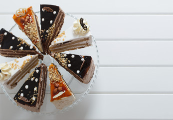 cake on white wooden background