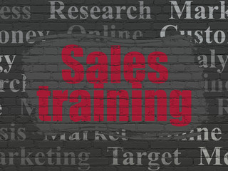Marketing concept: Sales Training on wall background