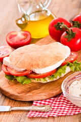 Puccia bread with mozzarella and tomato.