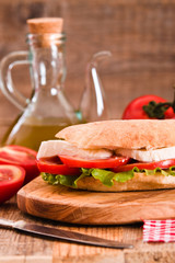 Puccia bread with mozzarella and tomato.