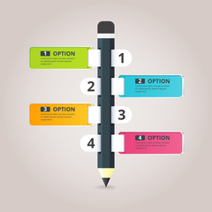 Pencil infographic with 4 choice label. creative concept. vector illustration.