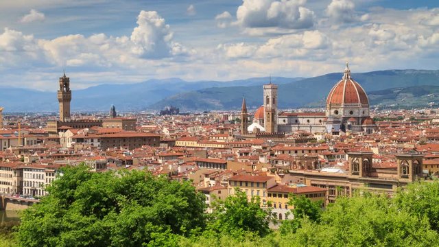 Time-lapse: panoramic view of Florence from Piazzale Michelangelo, Tuscany, Italy, Europe