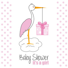baby shower. Stork with gift pack