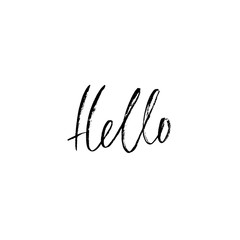 Hello. Hand drawn lettering. Modern calligraphy. Dry brush pen inscription. Handwritten vector illustration