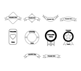 Vector icon set of thank you labels