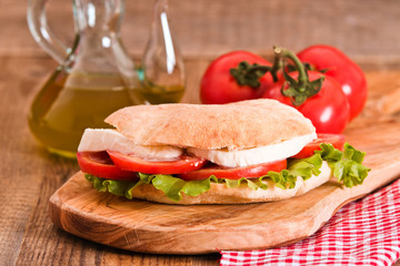 Puccia bread with mozzarella and tomato.