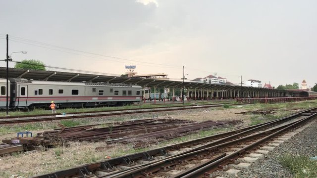 Passenger Train at Chiangmai Railway Station, End of North routh railway of thailand.