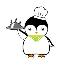 chef penguin cartoon vector