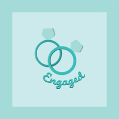 Vector image of engagement ring with text engaged