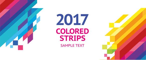 Vector Banner design colored stripes horizontal vertical. Bright dynamic