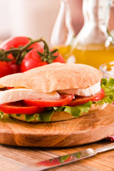 Puccia bread with mozzarella and tomato.
