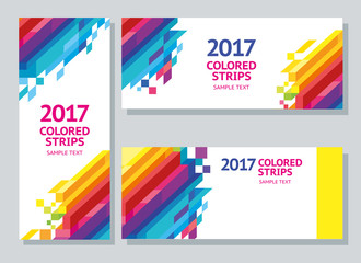 Vector Banner design colored stripes horizontal vertical. Bright dynamic