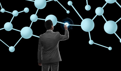 businessman working with molecule formula