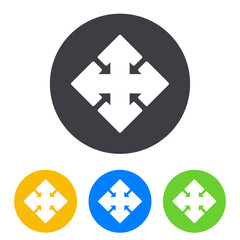 Icono plano flecha varias direcciones en circulo varios colores