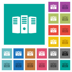 Server hosting square flat multi colored icons