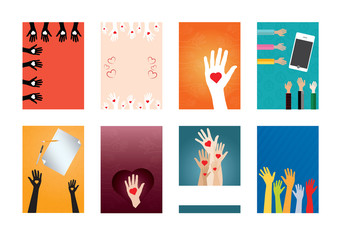 Various vector icon set of charity