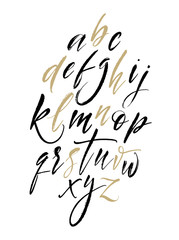 Brush Letters. Handwritten Script Alphabet. Hand Lettering and Custom Typography for Design. Vector Illustrations