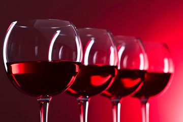 Glasses of pink wine
