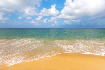 Wave of the sea on the sand beach, summer sand beach background