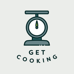 Vector image of scale with text get cooking