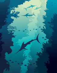 Underwater coral reef and marline fish. © Natali Snailcat