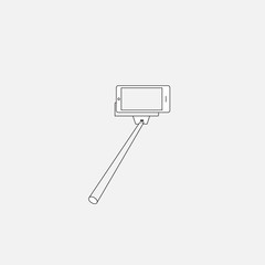 Selfie monopod stick symbol with smartphone