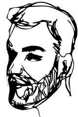 vector sketch of a man with a beard smiling