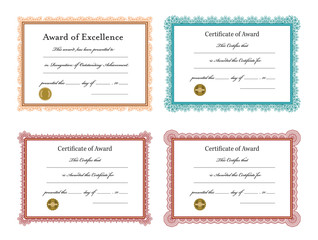 Vector icon set of training certificate templates