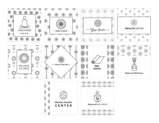 Vector icon set of various fitness centers