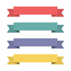 Flat ribbons banners. Ribbons in flat design. Vector set of colorful ribbons