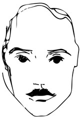 vector sketch of a young man with a mustache