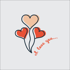 Vector image of heart shape with text I love you