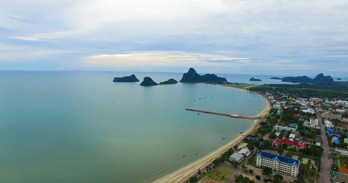 aerial view of prachuap khiri khan harbor southern of thailand