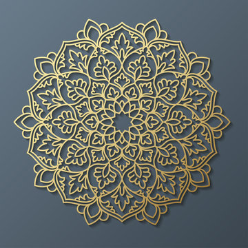 Mandala. Ethnic decorative element. Islam, Arabic, Indian, ottoman motifs. Boho style. Line art for adult coloring book page design.