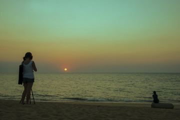 Fototapeta premium People do not see faces in the beach