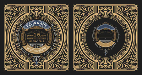 Vintage label with old frames. Vector layered