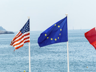 the eu, france and the usa flag