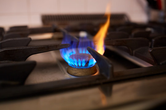 burning gas stove flame