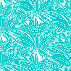 Seamless abstract leaves vector pattern. Exotic tropical ornament