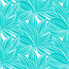 Fototapeta premium Seamless abstract leaves vector pattern. Exotic tropical ornament