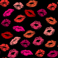 Lipstick kiss seamless watercolor background - 151456345