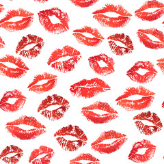 Lipstick kiss seamless watercolor background. - 151456353