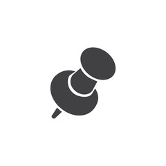 Push pin icon in black on a white background. Vector illustration - obrazy, fototapety, plakaty