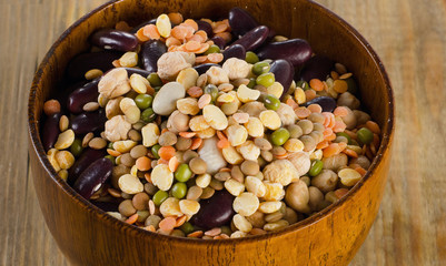 Multicolored mixed dried beans and lentils