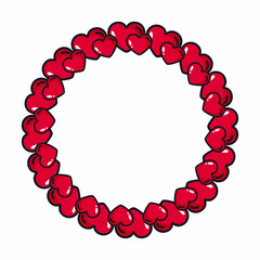 Obraz premium Round frame of red hearts. Border for the design of objects, posters, postcards for St. Valentine's Day, wedding invitations.