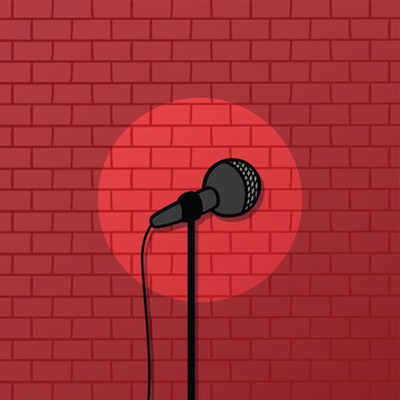 red brick spotlight stand up comedy stage