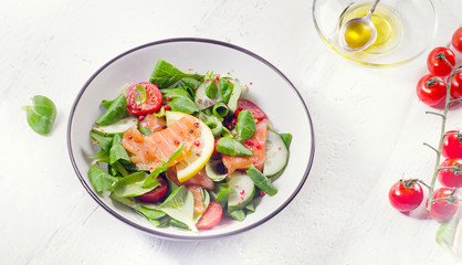 Salmon Salad with vegetables.