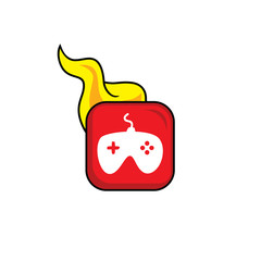 joystick hot flame icon button theme vector art