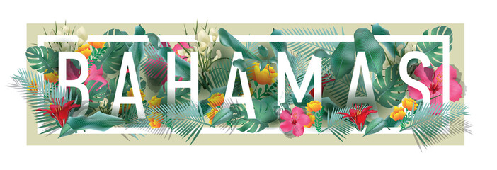 vector floral framed typographic BAHAMAS city artwork